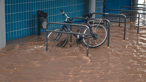blue and black commuter bike