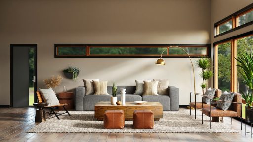 white and brown living room set